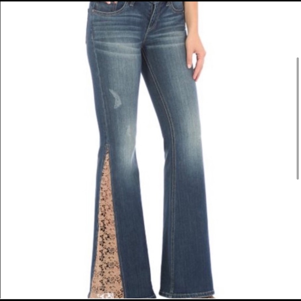 Wrangler Crochet Lace Insert Bell Bottom Jeans